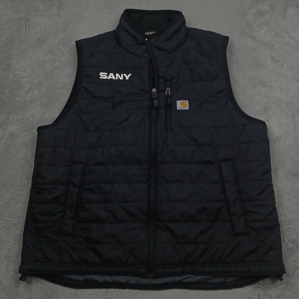 Carhartt Vest Mens XL Black Puffer Rain Defender Relaxed Fit‎ Workwear Logo